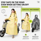 Black Full Coverage & Extended Cycling Hooded Rain Poncho with Detachable Shoe Covers, M Size – Thickened Waterproof Oxford Motorcycle Raincoat with Face-Protection Elastic Collar, Large Storage Pocket and Foldable Sleeve Cover for Men Women Outdoor Use
