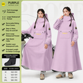 Purple Full Coverage & Extended Cycling Hooded Rain Poncho with Detachable Shoe Covers, M Size – Thickened Waterproof Oxford Motorcycle Raincoat with Face-Protection Elastic Collar, Large Storage Pocket and Foldable Sleeve Cover for Men Women Outdoor Use