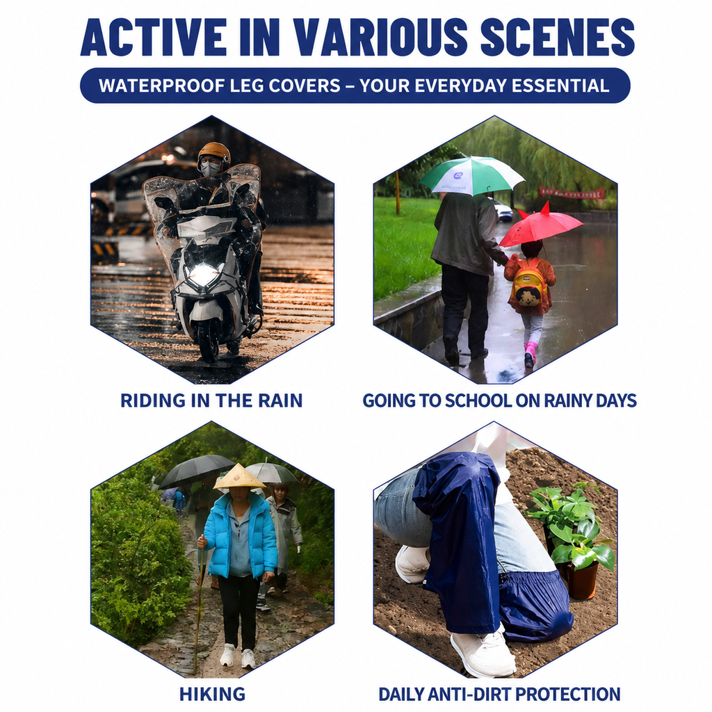 Beige Waterproof Rain Leg Covers and Long Half Rain Pants, Quick Pull-On with Adjustable Elastic Top & Snap Closure Cuffs – Lightweight & Reusable, Windproof & Mudproof for Commuting, Cycling, Garden and Outdoor Activities (1 Pair 3XL)