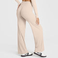 M Size Apricot High Waisted Flare Yoga Pants for Women - M-Shaped Peach Hip Lifting Wide-Leg Workout Trousers with Soft & Skin Feel Four Way Stretch Fabric, Breathable & Quick Dry