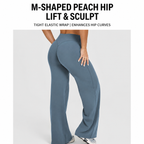 S Size Pink High Waisted Flare Yoga Pants for Women - M-Shaped Peach Hip Lifting Wide-Leg Workout Trousers with Soft & Skin Feel Four Way Stretch Fabric, Breathable & Quick Dry
