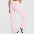 XL Size Pink High Waisted Flare Yoga Pants for Women - M-Shaped Peach Hip Lifting Wide-Leg Workout Trousers with Soft & Skin Feel Four Way Stretch Fabric, Breathable & Quick Dry