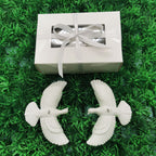 White Dove Christmas Ornament Set (4 Piece / 2 Gift Box) – Elegant Peace Dove Hanging Pendant with Gift Boxes & Silver Strings, Wedding Party Window Display Decor and Holiday Tree Accessories