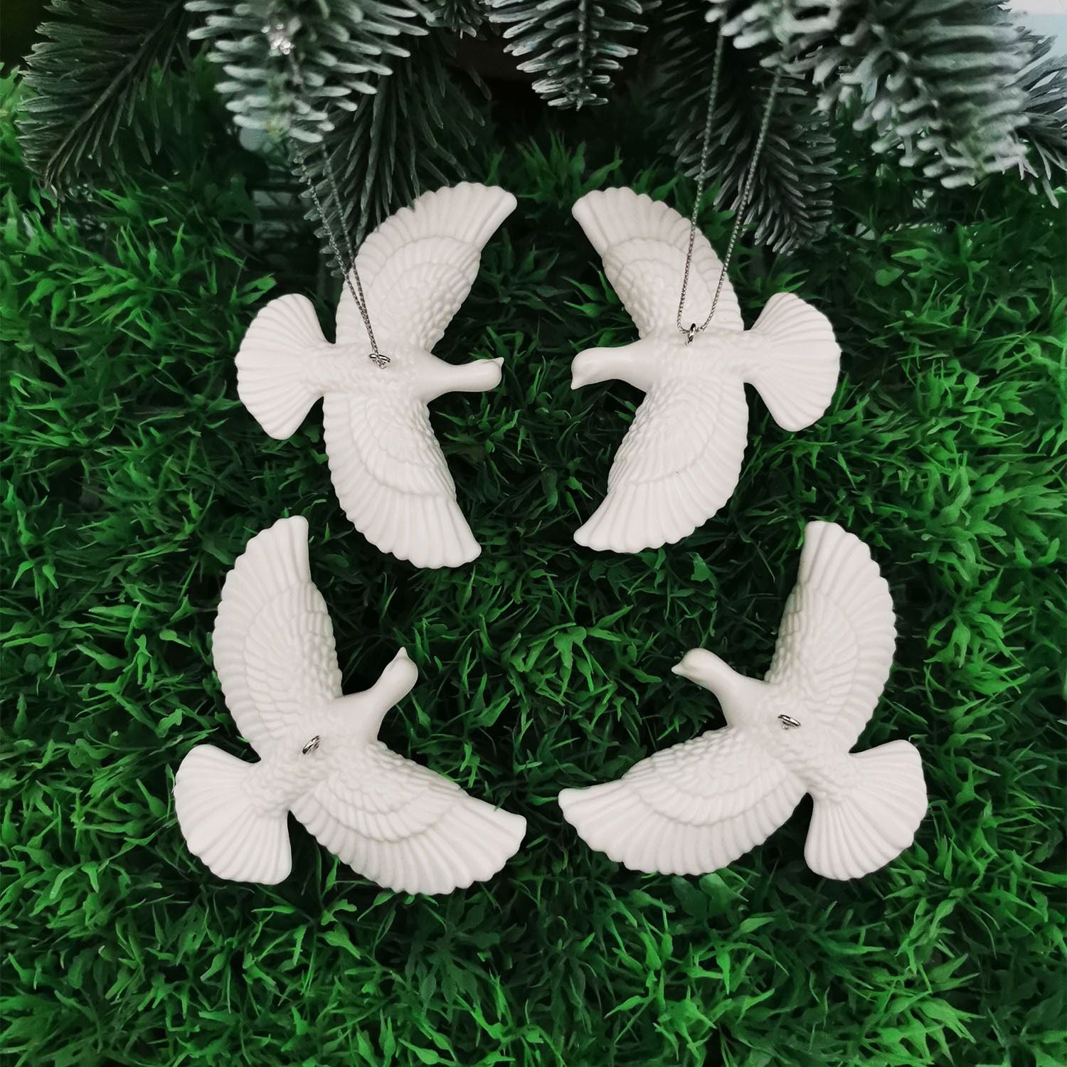 Crystal Dove and Fairy Christmas Ornament Set (20 PCS) – Elegant Peace Dove Fairy Hanging Pendant, Wedding Party Window Display Decor and Holiday Tree Accessories
