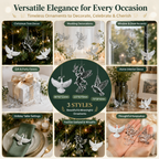 Crystal Flat Dove Christmas Ornament Set (30 PCS) – Elegant Peace Dove Hanging Pendant, Wedding Party Window Display Decor and Holiday Tree Accessories