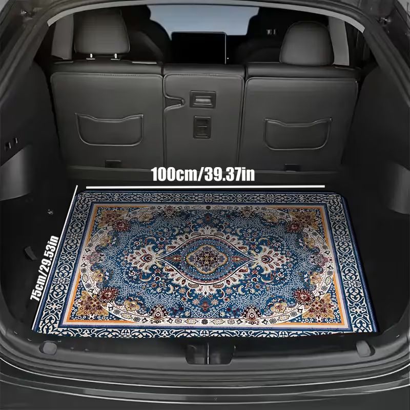 Style 2 Soft Crystal Velvet Waterproof Car Trunk Mat – 75×100cm Retro Floral Persian Cargo Liner with Non Slip Backing, Water Absorbent Quick Dry and Easy to Clean, Universal Auto Protector