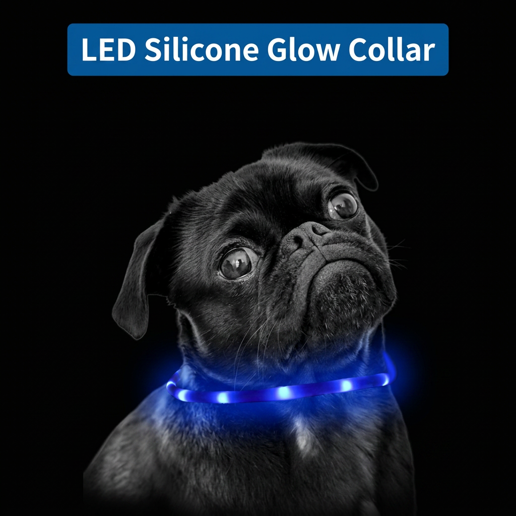 3PCS Green USB Rechargeable LED Pet Collar Set – 70cm Cuttable Silicone Glow Dog Collar with 12 LED Beads, 3 Flash Modes and Secure Buckle Design, Night Safety Glow Necklace for Dogs and Cats Walking