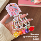 8-Piece Fruit Resin Hair Accessories Set with 5-Type Fruit Hair & Ear Clips, Hair Ties, Pearl Bracelet and Necklace, Cute Colourful Summer Fruity Headwear Kit for Daily Wear, Party Styling and Girls Gift Giving