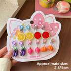 8-Piece Fruit Resin Hair Accessories Set with 5-Type Fruit Hair & Ear Clips, Hair Ties, Pearl Bracelet and Necklace, Cute Colourful Summer Fruity Headwear Kit for Daily Wear, Party Styling and Girls Gift Giving