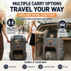 Grey Double Layer Pet Backpack and Trolley Carrier - Foldable Large Capacity Design, Breathable Mesh Window, Zipper Access, Fixing Attachment and Organised Side Storage for Travel and Vet Visits