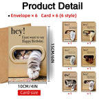 Cute Cat and Dog Birthday Card Set - 6 Assorted Greeting Cards with Envelopes, Funny Animal Design for Friends Family Pet Lovers Gift Ready