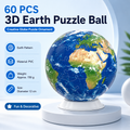3D Globe Puzzle - 60 Piece Spherical Jigsaw , PVC Earth Model for Education and Home Decor