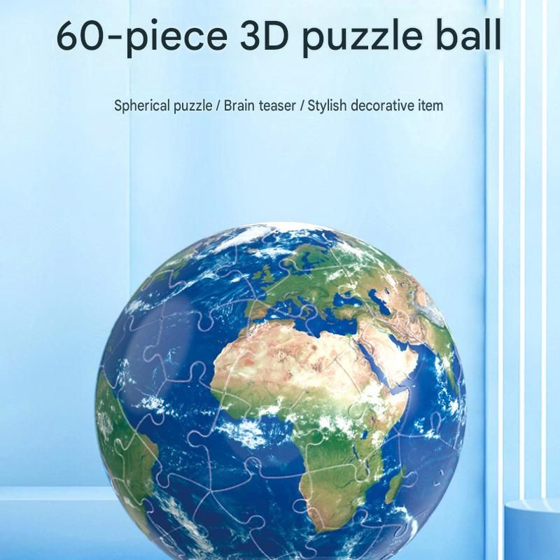 60 Piece 3D Jupiter Puzzle Ball - PVC Sphere Model , Educational Space Toy and Desktop Decor for  Student