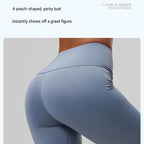 Pink L Size Women's High Waist 3/4 Yoga Leggings - Peach Hip Lift Design, Breathable Stretch Fabric for Gym Running and Daily Wear