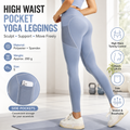 Blue S Size Women's High Waist Yoga Leggings with Mesh Side Pockets - Squat Proof, Peach Hip Lift, Breathable Stretch Fabric for Gym Running 、Pilates Wea and Daily Wear
