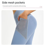 Black S Size Women's High Waist Yoga Leggings with Mesh Side Pockets - Squat Proof, Peach Hip Lift, Breathable Stretch Fabric for Gym Running 、Pilates Wea and Daily Wear