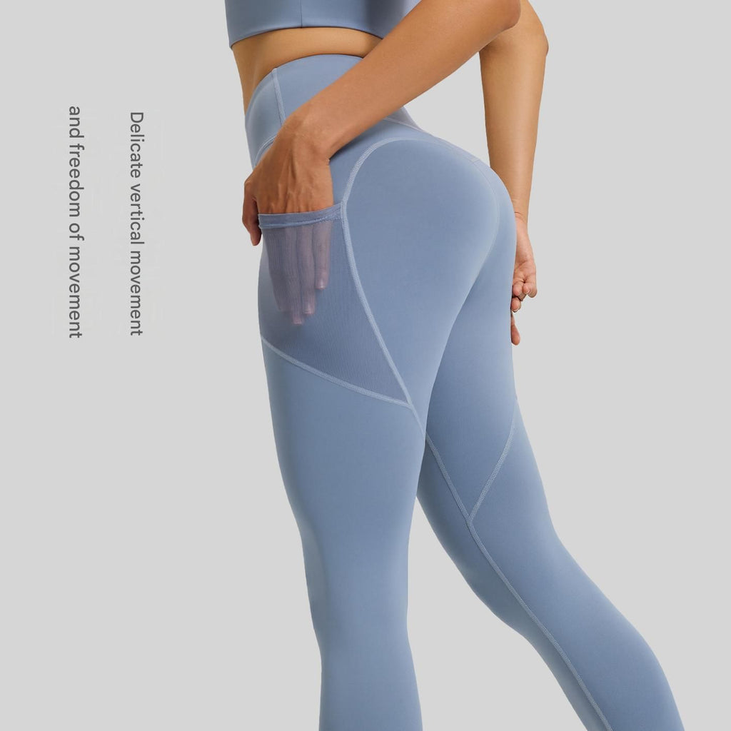 Grey S Size Women's High Waist Yoga Leggings with Mesh Side Pockets - Squat Proof, Peach Hip Lift, Breathable Stretch Fabric for Gym Running 、Pilates Wea and Daily Wear