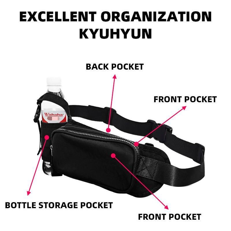 Winter Fitness Bundle - Blue M size Women's High Waist 3/4 Yoga Leggings with Peach Hip Lift and Black Waterproof Sports Waist Bag with Bottle Holder for Running Gym and Outdoor Activities