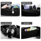Winter Fitness Bundle - Blue M size Women's High Waist 3/4 Yoga Leggings with Peach Hip Lift and Black Waterproof Sports Waist Bag with Bottle Holder for Running Gym and Outdoor Activities