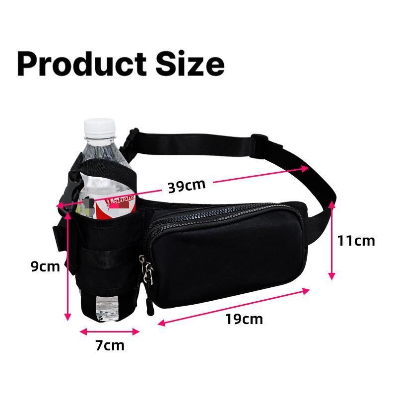 Winter Fitness Bundle - Black M size Women's High Waist 3/4 Yoga Leggings with Peach Hip Lift and Black Waterproof Sports Waist Bag with Bottle Holder for Running Gym and Outdoor Activities