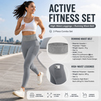 Comfortable Outdoor Sports Set-Grey L Size Running Waist Belt and Grey L Size High-Waisted Yoga Leggings  - Breathable Spandex Blend, Side Pockets for Phone and Keys, Lightweight Fitness Gear for Running and Gym