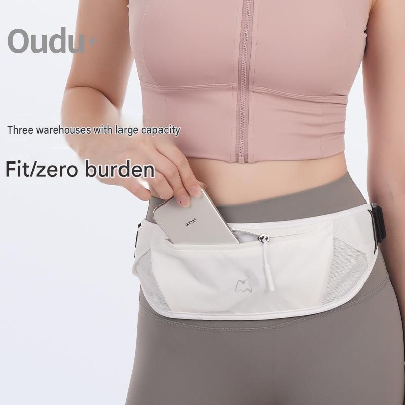 Orange Running Waist Pack—Made of waterproof nylon with an adjustable strap (fits waist sizes 60–110 cm); features a three-pocket design to store a phone and keys, includes reflective strips for safety during night runs, and is suitable for running, mount