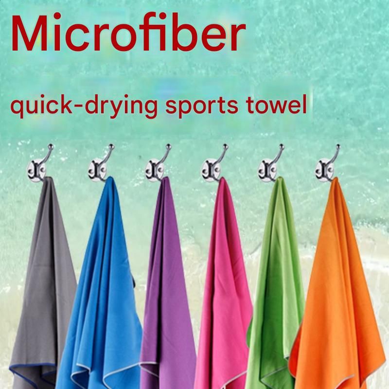2 Piece Grey Microfiber Sports Towel Set -  152*76cm and 80*40cm Quick Dry Gym Towels, Ultra Absorbent Sweat Towel for Fitness Running Swimming, Lightweight Travel Friendly