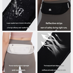 Dry and Breathable Sports combination-Black Running Waist Belt and Black 152*76cm and 80*40cm Microfiber Sports Towel Set - Waterproof Nylon Belt with Reflective Strips, Quick Dry Gym Towels for Fitness Running Swimming