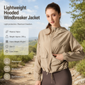 Khaki S Size Women's Lightweight Hooded Windbreaker Jacket - Nylon, Waterproof, Windproof, Sun Protection, Loose Fit for Hiking, Running, Yoga and Outdoor Activities