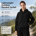 Black M Size Women's Lightweight Hooded Windbreaker Jacket - Nylon, Waterproof, Windproof, Sun Protection, Loose Fit for Hiking, Running, Yoga and Outdoor Activities