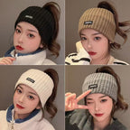 Khaki Women's Knitted Headkerchief- Soft Yarn Wide Ear Warmer Head Wrap, Stretchy Non-Slip Forehead Protector for Sports, Yoga, Postpartum Care and Winter Outdoor Activities
