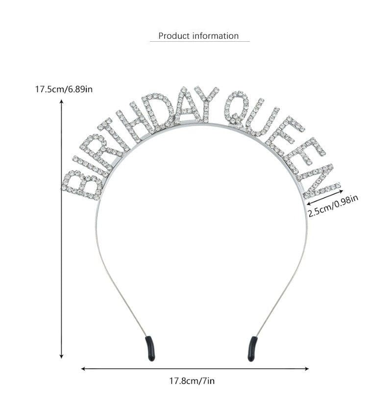 Golden Birthday queen Rhinestone decorative headband - Alloy Letter Hair Accessory with Sparkling Crystals for Women and Girls, Party Photo Prop and Celebration Gift