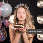 Silvery Birthday queen Rhinestone decorative headband - Alloy Letter Hair Accessory with Sparkling Crystals for Women and Girls, Party Photo Prop and Celebration Gift