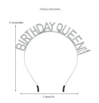 Silvery Birthday queen Rhinestone decorative headband - Alloy Letter Hair Accessory with Sparkling Crystals for Women and Girls, Party Photo Prop and Celebration Gift