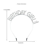 Silvery Birthday Girl Rhinestone decorative headband - Alloy Letter Hair Accessory with Sparkling Crystals for Women and Girls, Party Photo Prop and Celebration Gift