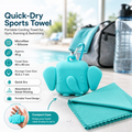 Blue Portable Quick Dry Towel with  Elephant Storage Box  - Microfiber Cooling Sports Sweat Towel with Silicone Case  for Gym Swimming Travel