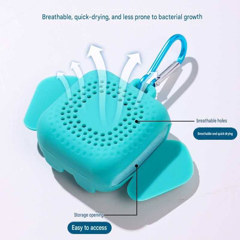 Green Portable Quick Dry Towel with  Elephant Storage Box  - Microfiber Cooling Sports Sweat Towel with Silicone Case  for Gym Swimming Travel