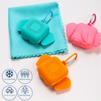 Purple Portable Quick Dry Towel with  Elephant Storage Box  - Microfiber Cooling Sports Sweat Towel with Silicone Case  for Gym Swimming Travel