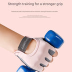 Pink S size Women's Half-Finger Fitness Gloves - Liquid Silicone Shock Absorption, Ice Silk Breathable Fabric, Non-Slip Grip for Gym Yoga Cycling Weight Training