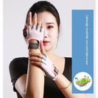 Grey M size Women's Half-Finger Fitness Gloves - Liquid Silicone Shock Absorption, Ice Silk Breathable Fabric, Non-Slip Grip for Gym Yoga Cycling Weight Training