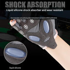 Black M size Women's Half-Finger Fitness Gloves - Liquid Silicone Shock Absorption, Ice Silk Breathable Fabric, Non-Slip Grip for Gym Yoga Cycling Weight Training