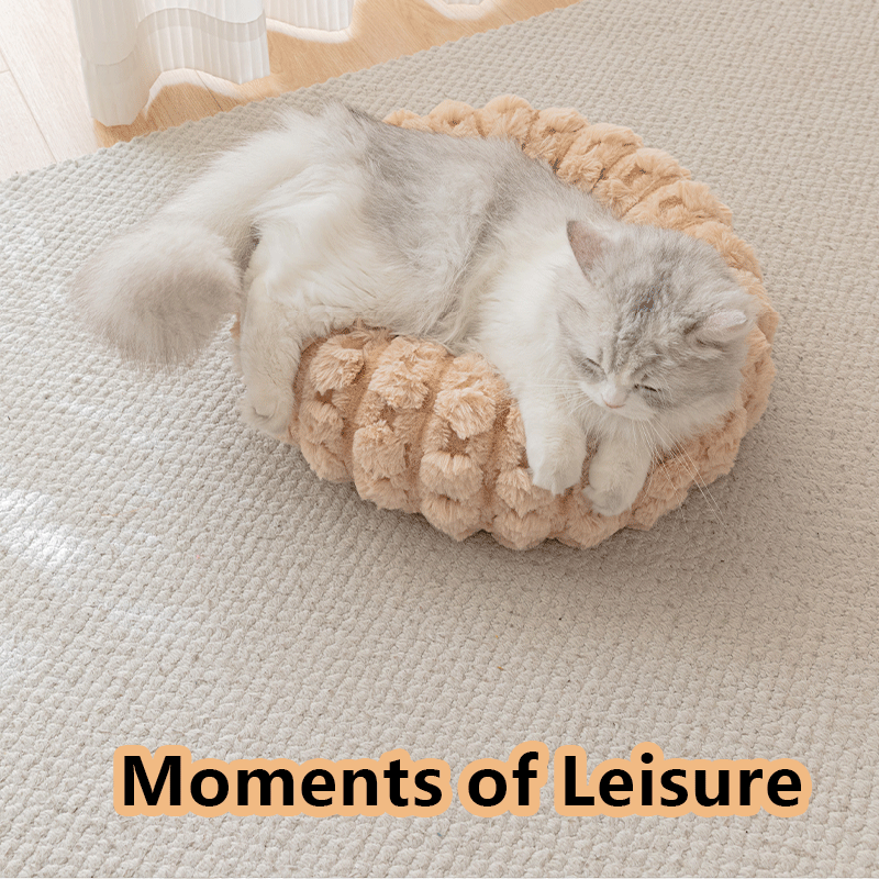 Grey 50cm with Heart-patterned jacquard Plush Round Pet Bed - Soft Donut Cat Bed, Warm Winter Dog Cushion for Anxiety Relief and Cozy Sleep, Durable Non-Slip Nest for Small to Medium Pets