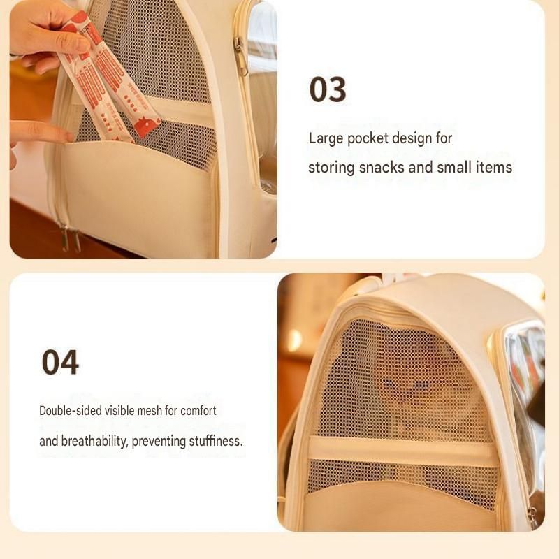 Yellow Breathable Pet Carrier Backpack - Nylon Cat Travel Bag with Large Clear Window, 3-in-1 Carry Design for Cats Under 6kg and Small Dogs