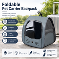 Grey Breathable Pet Carrier Backpack - Nylon Cat Travel Bag with Large Clear Window, 3-in-1 Carry Design for Cats Under 6kg and Small Dogs