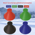Red Multi-Function Car Windshield Ice Scraper - 4-in-1 Plastic Snow Removal Tool with Funnel Design, Lightweight Portable De-Icer for Winter Driving Safety