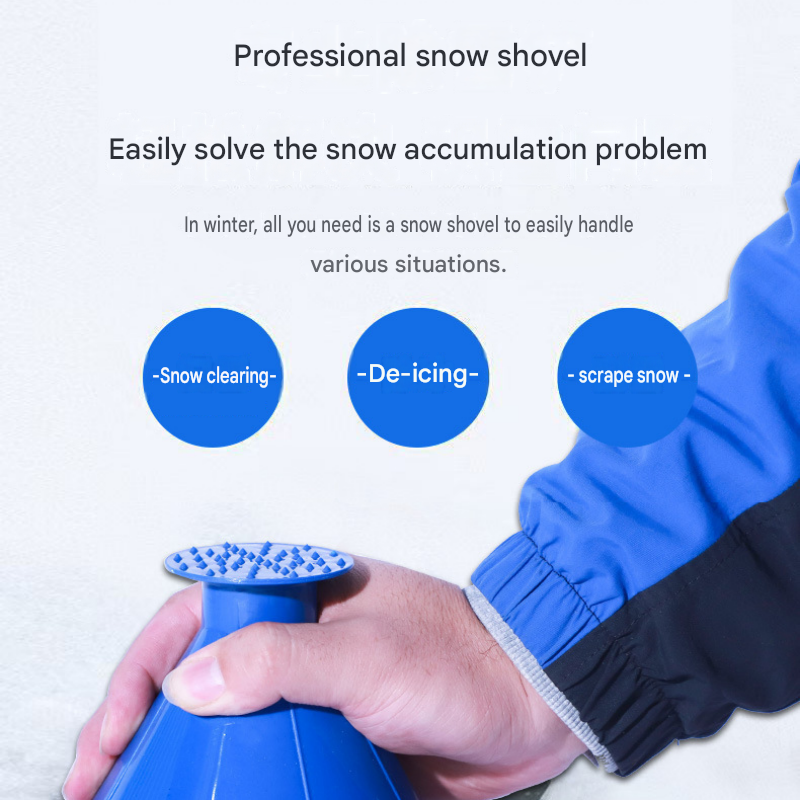 Green Multi-Function Car Windshield Ice Scraper - 4-in-1 Plastic Snow Removal Tool with Funnel Design, Lightweight Portable De-Icer for Winter Driving Safety