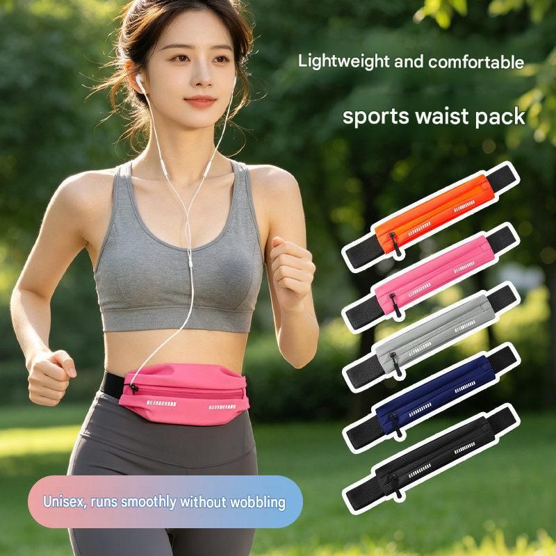 Orange Running Waist Belt - High Stretch Nylon Sports Fanny Pack with Reflective Strips, Lightweight Waterproof Phone Holder for Gym, Jogging and Outdoor Fitness