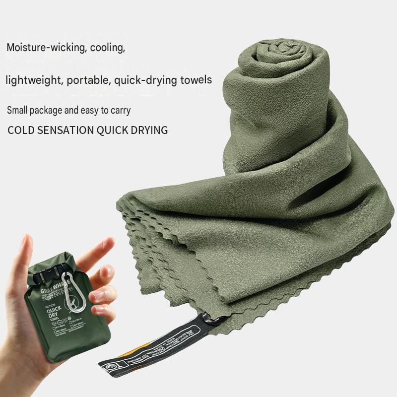 Outdoor Sports Combo Set - Green Microfiber Quick Dry Cooling Towel and Pink Lightweight Running Waist Belt with Reflective Strips, Portable Gym Accessories for Fitness and Travel Suitable for sports; keeps hands free and makes wiping away sweat convenien