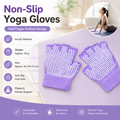 Purple Half Finger Yoga Gloves - Acrylic Knit with Non-Slip Silicone Dots, Breathable & Stretchy for Pilates, Gym, and Fitness Training