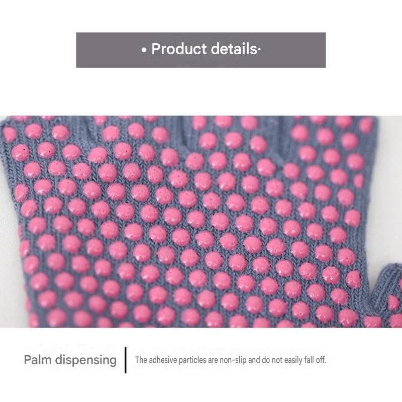 Black Half Finger Yoga Gloves - Acrylic Knit with Non-Slip Silicone Dots, Breathable & Stretchy for Pilates, Gym, and Fitness Training